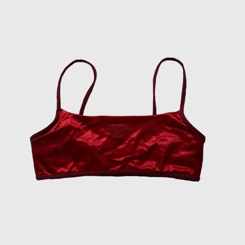 Vintage Red Satin Reversible Bra